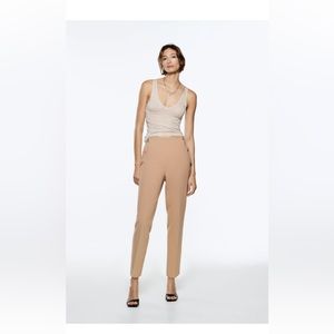 Zara straight leg pants with metallic buttons